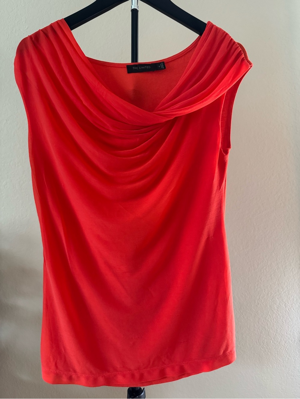The Limited Bright Red Draped Neck Sleeveless Camisole